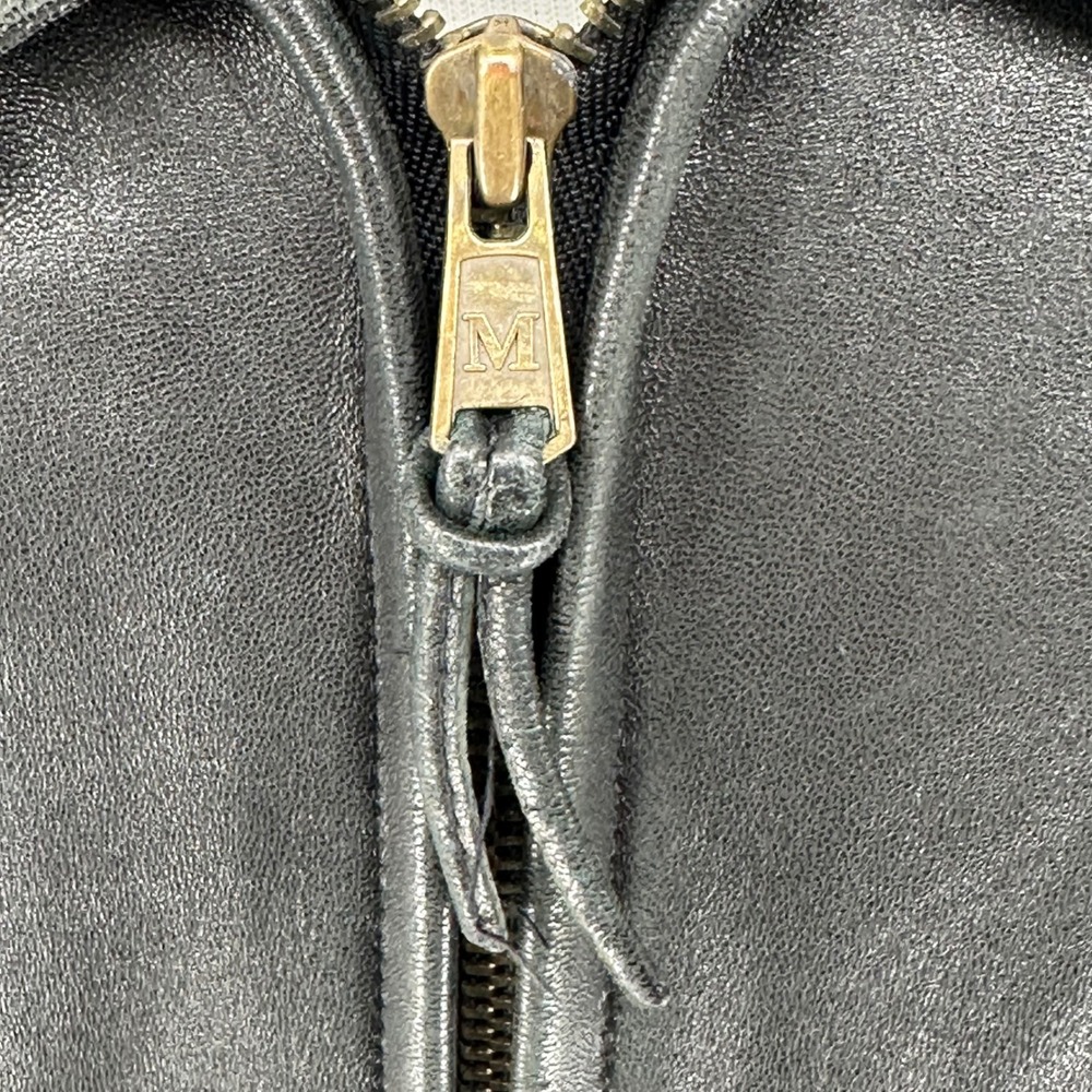 Marc New York Andrew Marc Moto Bomber Black Leather Jacket Size L READ - Picture 6 of 10
